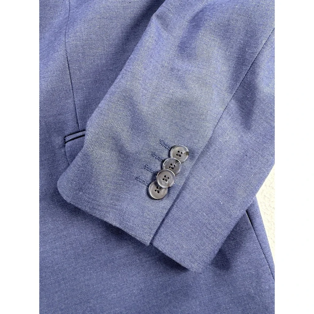 Banana Republic Blazer Jacket Sport Coat Mens 46R Slim Fit Polyester Navy NICE!
